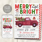 Christmas Merry And Bright Party Invitation Editable Template