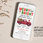 Christmas Merry And Bright Party Invitation Editable Template, Holiday Christmas Tree Truck Party Invite, Watercolor Celebration Festive