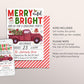 Christmas Merry And Bright Party Invitation Editable Template, Holiday Christmas Tree Truck Party Invite, Watercolor Celebration Festive