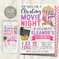 Christmas Movie Night Birthday Invitation Editable Template