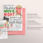 Christmas Movie Night Invitation Editable Template, Kids Backyard Outdoor Movie Night Invite, Holiday Movie Night Winter Popcorn Party Evite