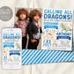 Dragon Joint Siblings Birthday Invitation With Photo Editable Template