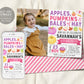 Apple and Pumpkins Birthday Invitation With Photo Editable Template