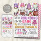 Gnome Birthday Invitation Editable Template, Kids Girl We're Rounding Up The Gang Party Invite, Christmas Gnomes Merry Birthday Evite