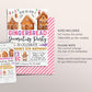 Gingerbread Decorating Birthday Invitation Editable Template, Girl Christmas Gingerbread House Cookie Decorating Party Invite, Holiday Evite