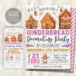 Gingerbread Decorating Birthday Invitation Editable Template, Girl Christmas Gingerbread House Cookie Decorating Party Invite, Holiday Evite