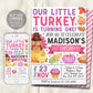 Little Turkey First Birthday Invitation Editable Template