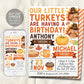 Little Turkey Joint Siblings Birthday Invitation Editable Template