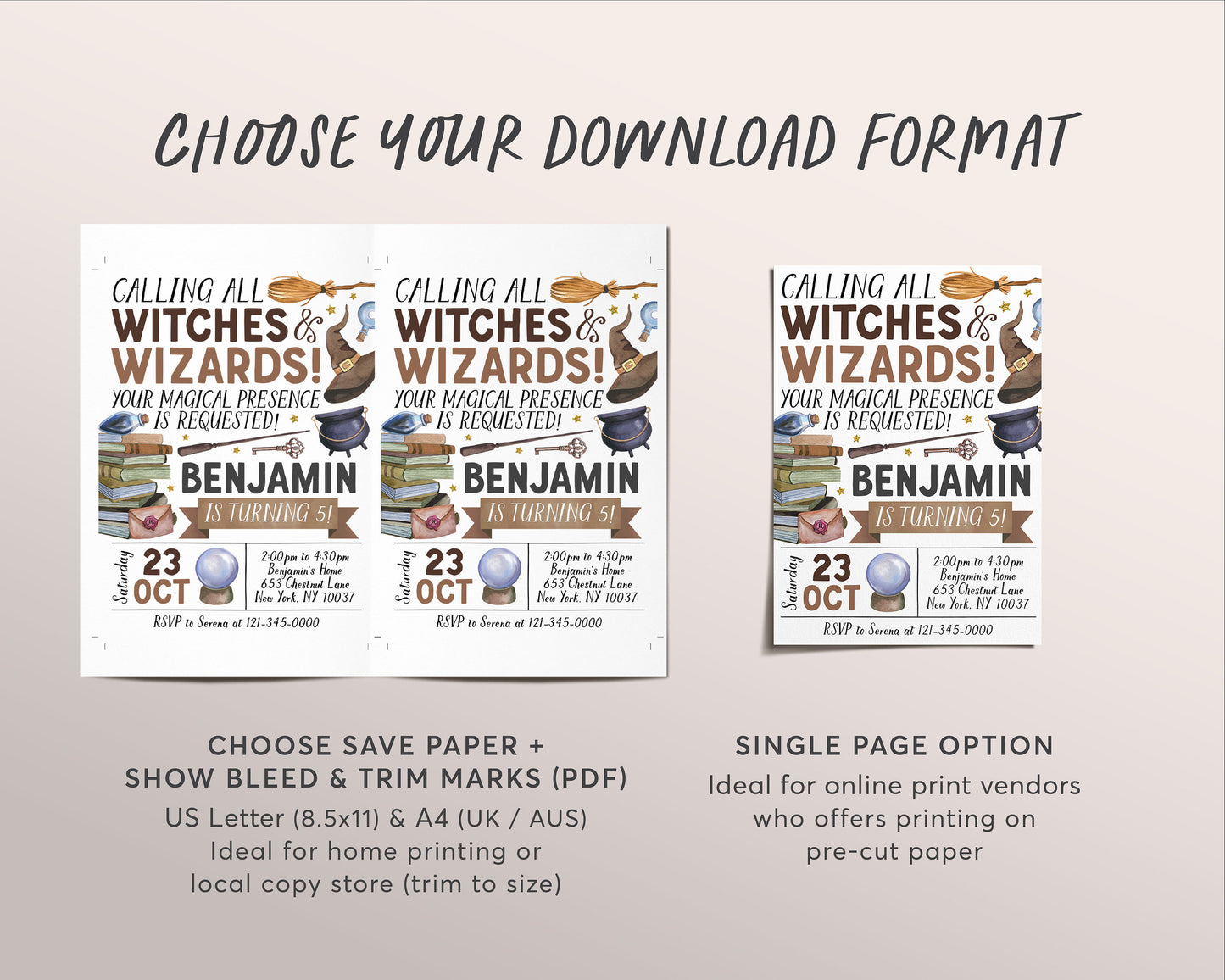 Wizard Birthday Invitation Editable Template, Kids Witches and Wizards Theme Magical Birthday Party Invite, Magic School Evite Printable