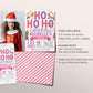 Christmas Birthday Invitation With Photo Editable Template, Ho Ho Ho Holiday Birthday Party Invite, Kids Girl Santa Reindeer Xmas Tree Evite