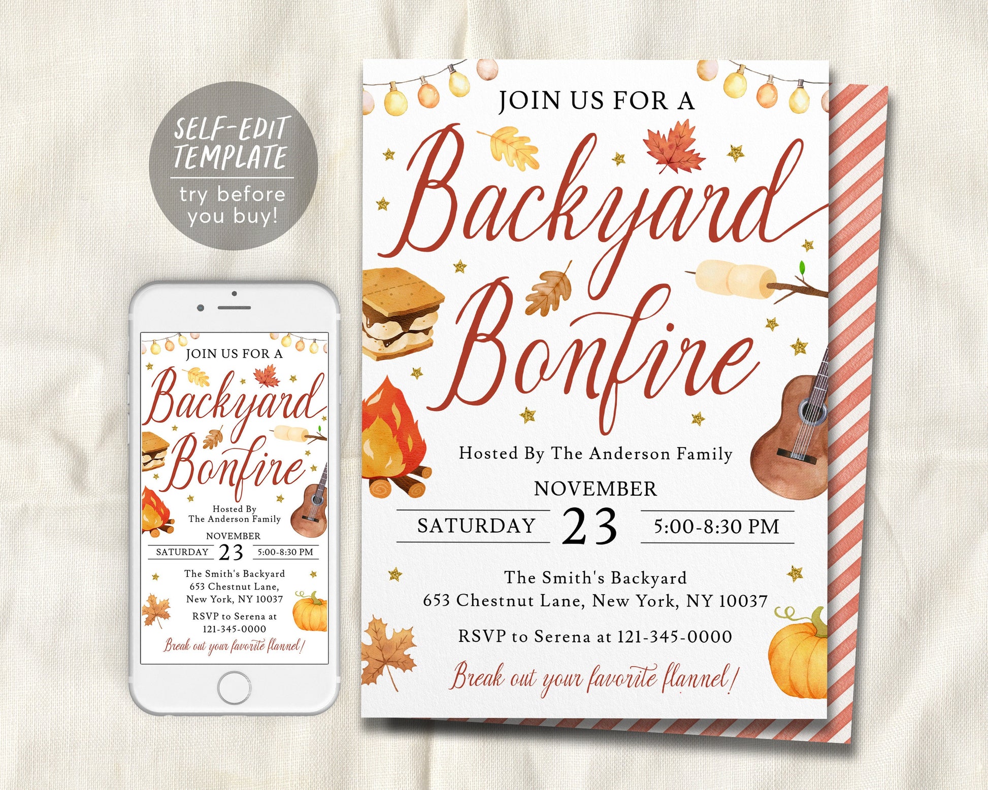 Backyard Bonfire Party Invitation Editable Template, Autumn Bonfire Sm – Puff Paper Co backyard-bonfire-party-invitation-editable-template-autumn-bonfire-sm-puff-paper-co