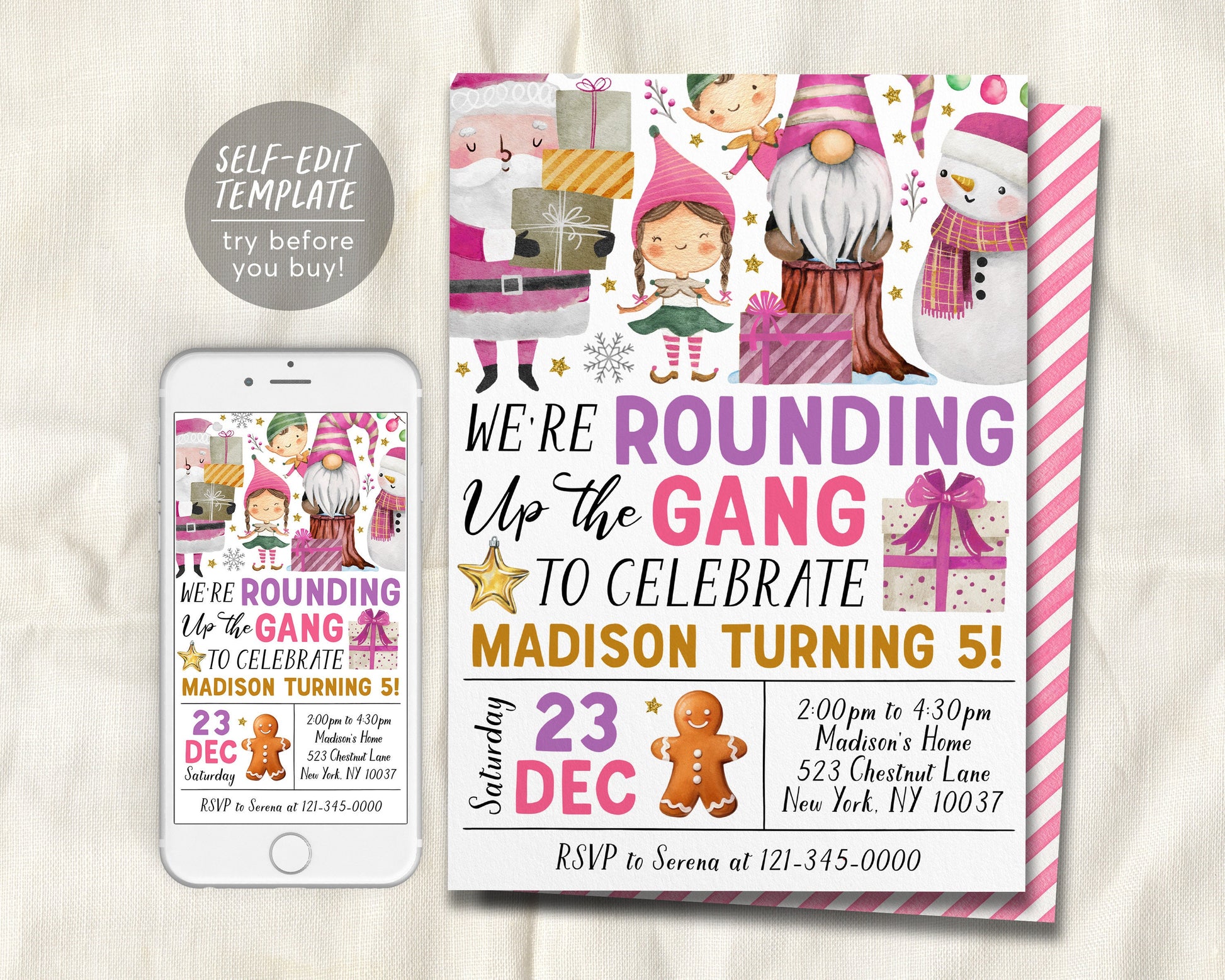 We&#39;re Rounding Up The Gang Birthday Invitation Editable Template