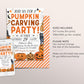 Halloween Pumpkin Carving Party Invitation Editable Template, Kids Halloween Pumpkin Art Party Night Invite, Family Halloween Celebration