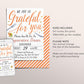 Grateful For You Appreciation Invitation Editable Template, Fall Thanksgiving Dinner Luncheon Invite, Employee Teacher Staff Client Evite