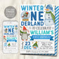 Winter Onederland First Birthday Invitation Editable Template