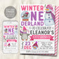 Winter Onederland First Birthday Invitation Editable Template