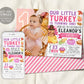 Little Turkey First Birthday Invitation With Photo Editable Template