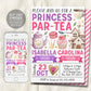 Princess Tea Party Joint Siblings Birthday Invitation Editable Template