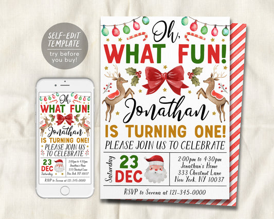 Christmas Birthday Invitation Editable Template