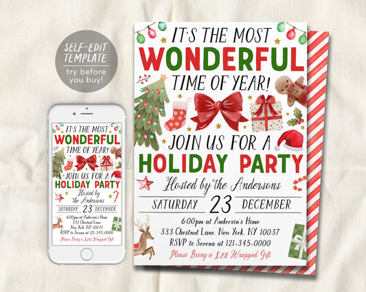 Christmas Party Invitation Editable Template