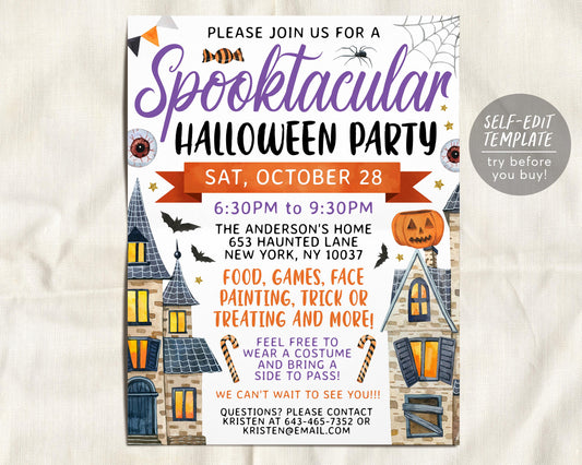 Halloween Party Flyer Editable Template