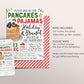 Christmas Pancakes and Pajamas Invitation Editable Template, Xmas Holiday Brunch Flapjacks And PJs Party Invite, Pancakes With Santa Evite