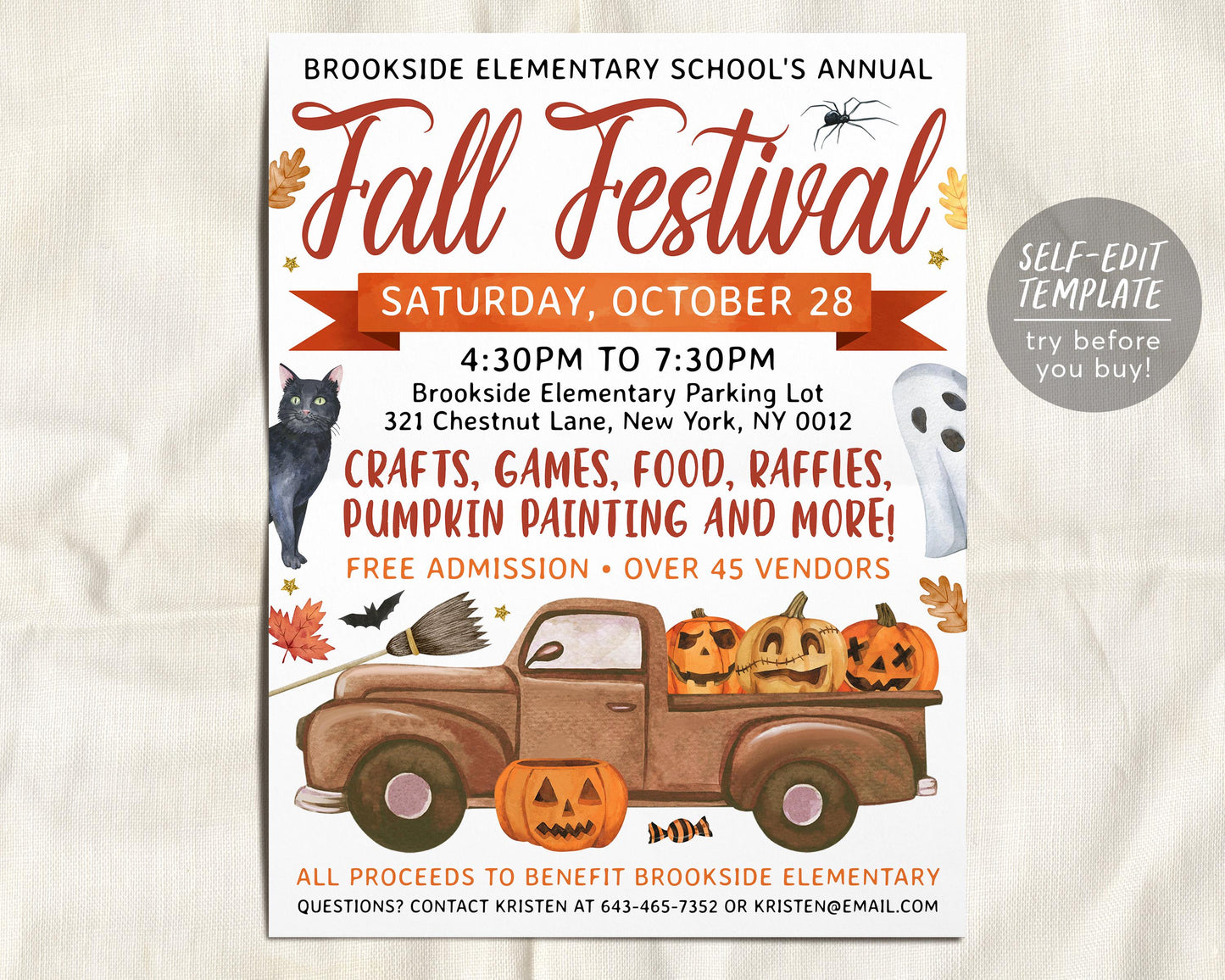 Halloween Fall Festival Flyer Editable Template