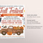 Halloween Fall Festival Flyer Editable Template, Fall Harvest Pumpkin Truck Festival Invitation, Fall Fest School PTO Church Community Event