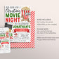 Christmas Movie Night Birthday Invitation Editable Template, Kids Backyard Outdoor Movie Night Invite, Xmas Holiday Movie Popcorn Evite