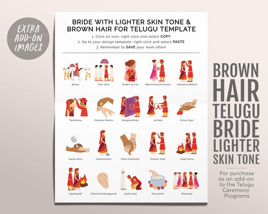 Brown Hair Telugu Bride With Lighter Skin Tone, Add-On Listing For The Telugu Ceremony Program