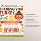 Thanksgiving Turkey Trot Flyer Editable Template, 5k 10k Run Walk Race, Fall School Fundraiser Event, Autumn PTO PTA Church Community Event