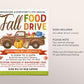 Fall Food Drive Flyer Editable Template, Thanksgiving Donation Drive, Autumn Drop Off Food Bank, School PTO PTA Church Community Event