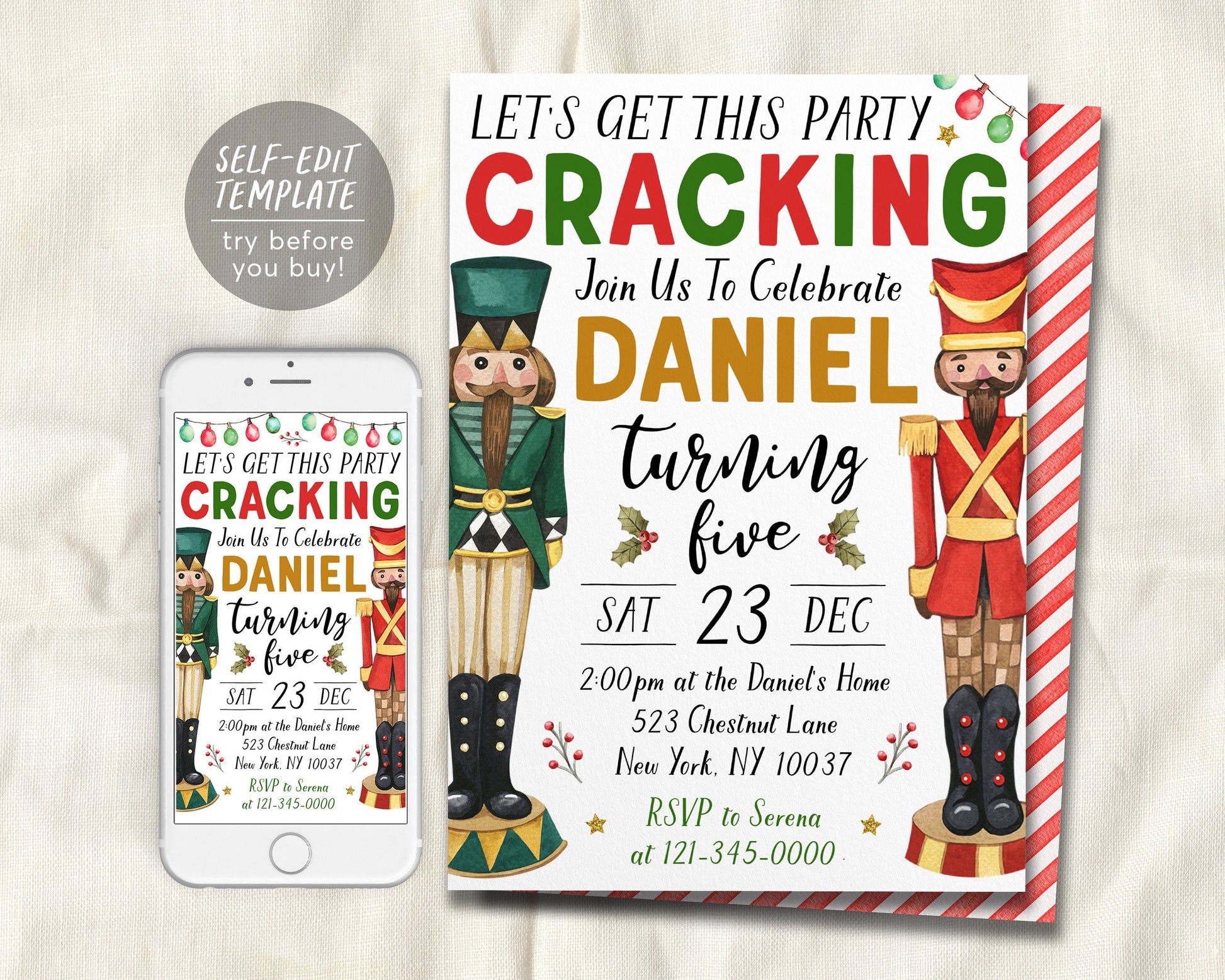 Nutcracker Birthday Invitation Editable Template