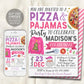 Christmas Pizza And Pajama Birthday Invitation Editable Template