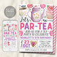 Tea Party Birthday Invitation Editable Template,