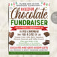 Christmas Chocolate Fundraiser Flyer Invitation Editable Template, Holiday Chocolate Candy Bar Sale Poster, Winter School PTO PTA Church