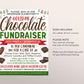 Christmas Chocolate Fundraiser Flyer Invitation Editable Template, Holiday Chocolate Candy Bar Sale Poster, Winter School PTO PTA Church