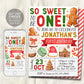 So Sweet Gingerbread First Birthday Invitation Editable Template