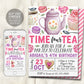 Time Four Tea 4th Birthday Invitation Editable Template