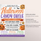 Halloween Candy Drive Flyer Editable Template, Halloween Buy Back Flyer, Fall Church School Event Military Fundraiser, Treats For Troops