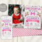 Christmas First Birthday Invitation With Photo Editable Template