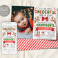 Christmas First Birthday Invitation With Photo Editable Template