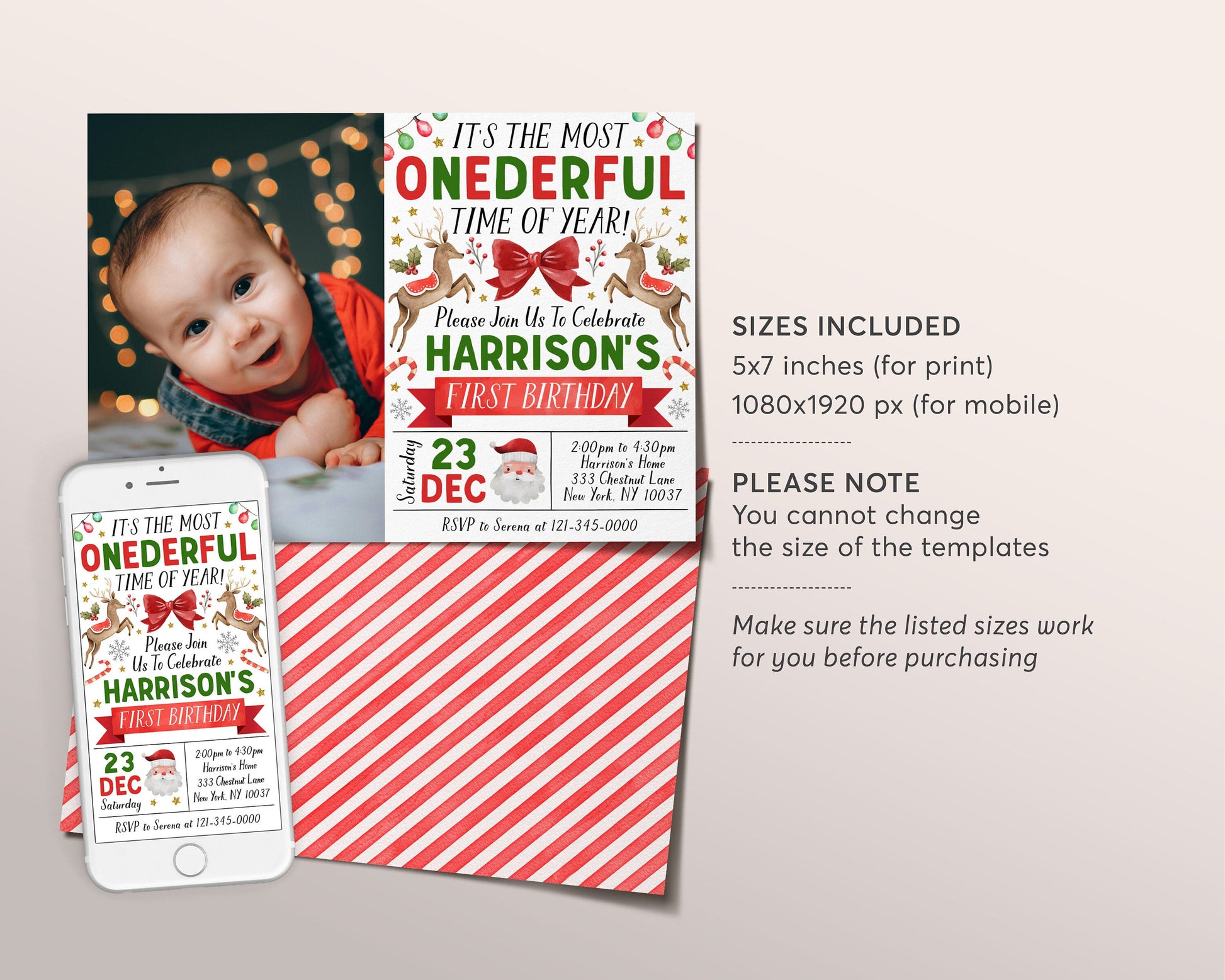 christmas-first-birthday-invitation-with-photo-editable-template-oned-puff-paper-co for 1st Birthday Invitations Free Printable Templates Christmas First Birthday Invitation With Photo Editable Template, Oned – Puff Paper Co for 1st Birthday Invitations Free Printable Templates