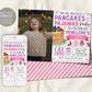 Christmas Pancakes and Pajamas Birthday Invitation With Photo Editable Template