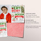 Christmas Very Merry Birthday Invitation With Photo Editable Template, Santa Holiday Winter Party Invite, Kids Unisex Festive Holiday Evite