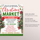 Christmas Market Flyer Editable Template, Holiday Market Poster, Winter Fest Vendor Craft Show, School Community Boutique Shopping Event