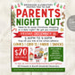 Christmas Parents Night Out Flyer Editable Template