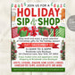 Sip and Shop Holiday Boutique Flyer Editable Template