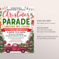 Christmas Parade Flyer Editable Template, Holiday Parade Flyer, Winter Christmas Tree Lighting Invitation, Festival School Church Community