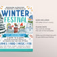 Winter Festival Flyer Editable Template, Holiday Festival Fundraiser Flyer Poster, Christmas Festive Invitation, School Church Community